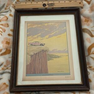 Vintage Car Art Print in Wooden Frame